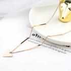 Stainless Steel Triangle Pendant Necklace Xl3094 - Necklace - Triangle - Rose Gold - One Size