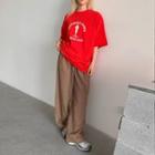 Pleated-front Straight-cut Check Pants
