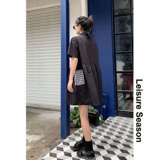 Patchwork Short-sleeve Shirtdress