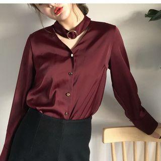 V-neck Choker Blouse