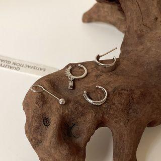 Set Of 4: Alloy Earring (assorted Designs) Set Of 4 Pair - Silver - One Size
