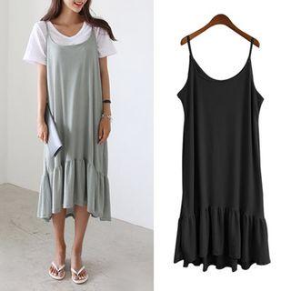 Spaghetti-strap Ruffled-hem Maxi Dress