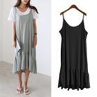 Spaghetti-strap Ruffled-hem Maxi Dress