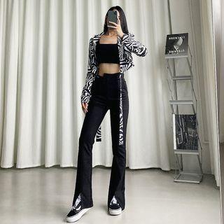 Slit-hem Straight-fit Pants