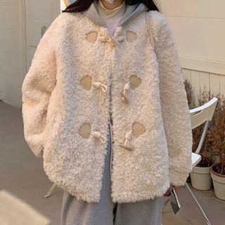 Long-sleeve Toggle Mock Two-piece Hooded Fleece Jacket