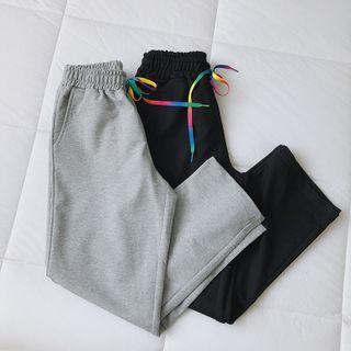 Drawstring-waist Cotton Straight-cut Pants
