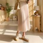 Pleated Long Skirt Cream - One Size