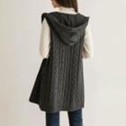 Hooded Cable-knit Long Vest