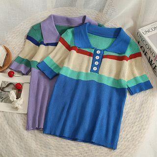 Colorblock Skinny Polo Shirt