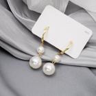 Faux Pearl Alloy Dangle Earring E1977-3 - 1 Pair - Gold - One Size