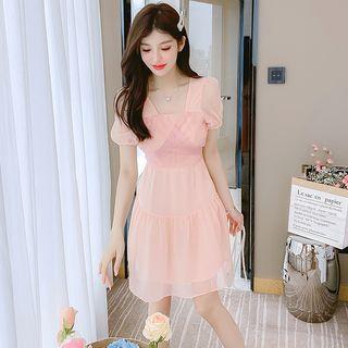 Short-sleeve Sheer A-line Dress (various Designs)