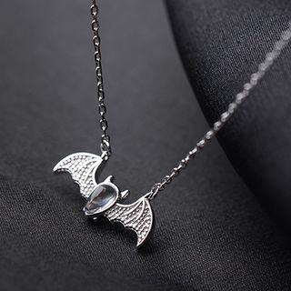 925 Sterling Silver Bat Necklace Silver - One Size