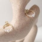 Rhinestone Faux-pearl Hoop Earrings