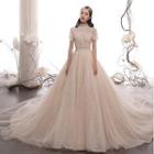 Short / Long Sleeve Stand Collar Lace Tutu Wedding Ball Gown