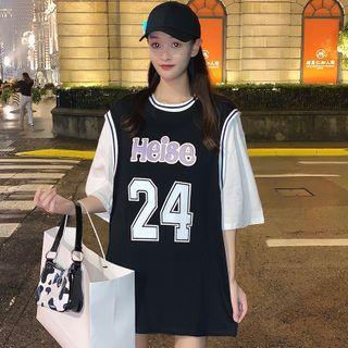 Mock Two-piece Loose-fit Long Top