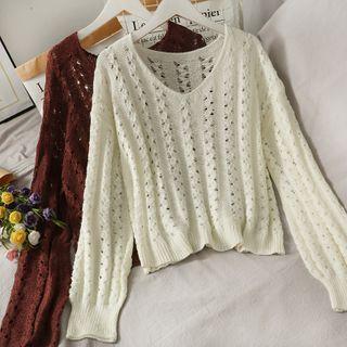 Eyelet Loose-fit Light Knit Top In 6 Colors