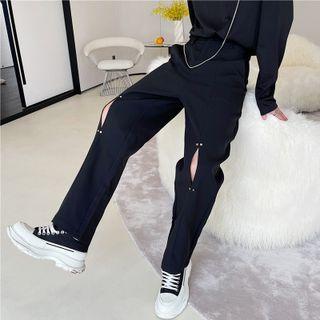 Distressed Straight Leg Dress Pants