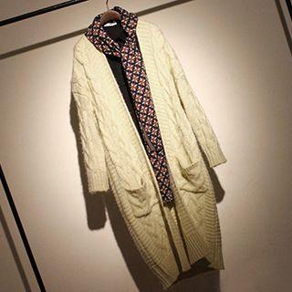 Mohair Paneled Long Cardigan