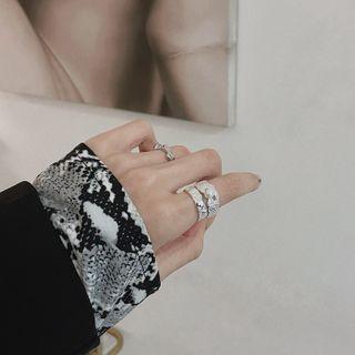 Faux Pearl Irregular Sterling Silver Open Ring Silver - One Size
