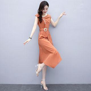 Sleeveless Asymmetric Midi A-line Dress