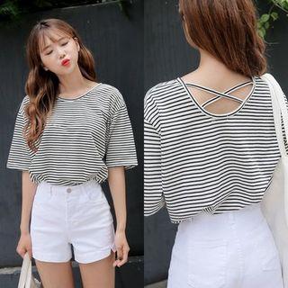 Cross-strap Striped T-shirt