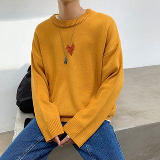 Heart Embroidered Sweater Bluish Green - Xl
