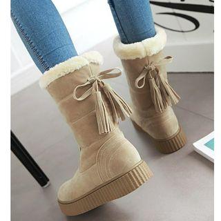 Tassel Detail Mid-calf Boots