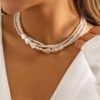 Faux Pearl Layered Choker 4714 - White - One Size