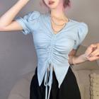 Short-sleeve Drawstring Chain Detail T-shirt