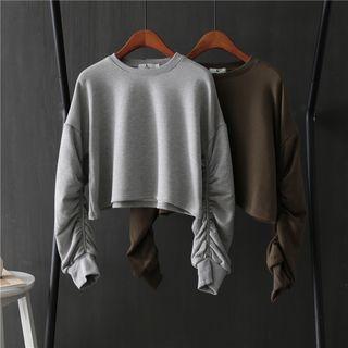 Shirred-sleeve Cropped Pullover