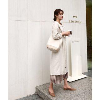 Single-breasted Linen Blend Trench Coat