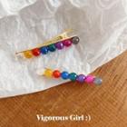 Plastic Bead Hair Pin 1 Pc - Multicolour - One Size