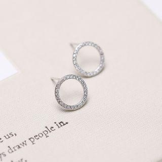 925 Sterling Silver Rhinestone Circle Earring