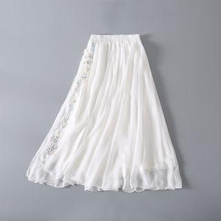 Mesh Maxi Skirt White - One Size