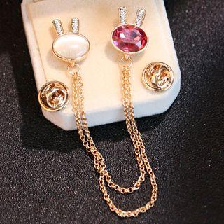 Rhinestone Rabbit Chain Brooch