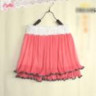 Lace Trim Pleated Skort