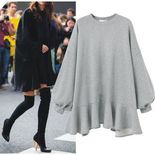 Ruffle Hem Long Pullover