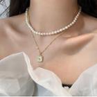 Square Shell Pendant Freshwater Pearl Necklace