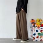 High-waist Plain Loose Fit Wide-leg Pants