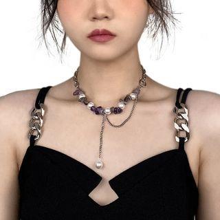 Faux Crystal Faux Pearl Alloy Choker