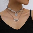 Alloy Lettering & Butterfly Pendant Layered Choker
