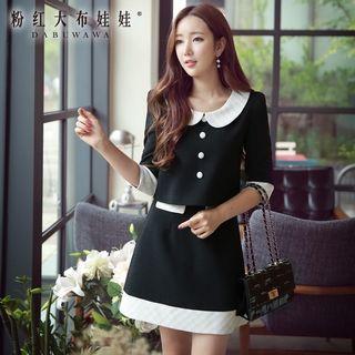 Contrast-trim Button-accent Cropped Top