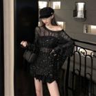 Glitter Perforated Sweater Black - One Size