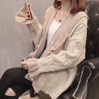 Ruffle Trim Cable Knit Cardigan