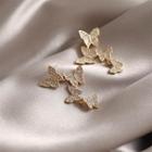 Rhinestone Butterfly Dangle Earring 1 Pair - Ear Studs - 925 Silver - One Size
