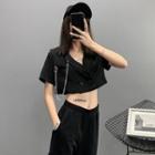 Double-breasted Lapel Crop Top