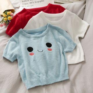 Short-sleeve Furry Crop Top