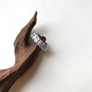 925 Sterling Silver Rhinestone Ring K667 - Silver - No.13