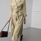 Double-button Maxi Trench Dress With Sash
