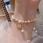 Flower Faux Pearl Bracelet Bracelet - Sun Flower - One Size